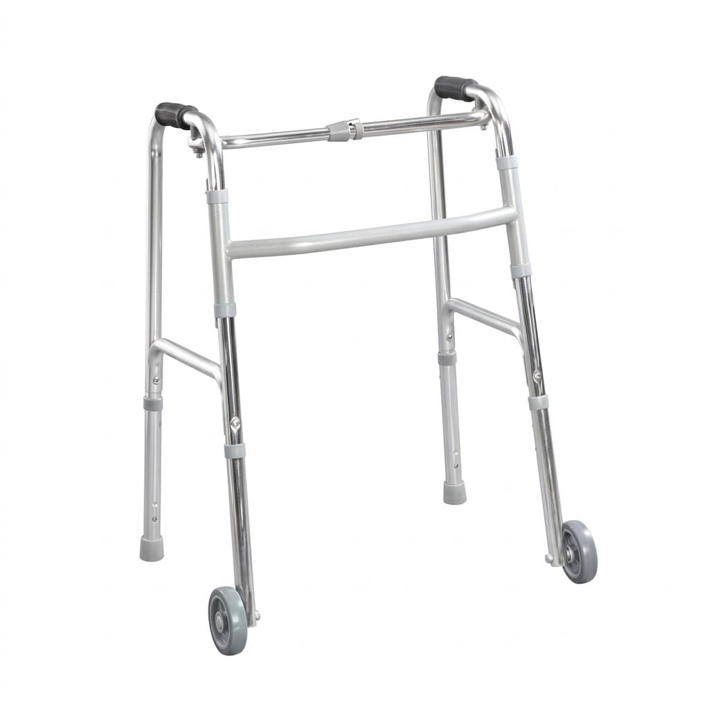 Walker with wheels for Senior Citizens | Adjustable Height Adult Walker for Patients | Lightweight & Sturdy Walking Stand for Old People | Foldable Walking Aid for Men & Women